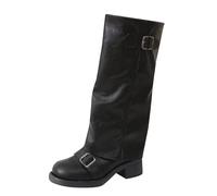 Generico Stivali Alti da Donna Texani Cowboy Western Scarpe da Donna Punta Camperos Etnici Camperos Scarponcini Frange con Tacco, a Punta Western Traforati Inverno Scarpe.