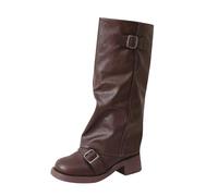 Generico Stivali Alti da Donna Texani Cowboy Western Scarpe da Donna Punta Camperos Etnici Camperos Scarponcini Frange con Tacco, a Punta Western Traforati Inverno Scarpe.