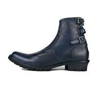 Generico Stivali Chukka Western Cowboy in Pelle da Uomo Fibbia Zip Laterale Stivali Classici Punk Casual,Blu,47