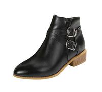 Generico Stivali Da Donna Stivali Donna Antiscivolo Comodo Stivaletti con Cerniera Moda Stivaletto Leggero Robusti Antivento Versatili da Pioggia Autunno Inverno Stivaletti Con Tacco Nero 37