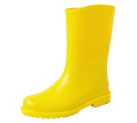 Generico Stivali da pioggia da donna leggeri foderati, Moda Stivali Antinfortunistica,Antiscivolo Chelsea Wellington Rain boots,Comodi Stivaletti di Gomma Colore Bianco, Giallo