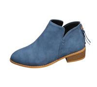 Generico Stivali Donna Estivi Stivali Donna Antiscivolo Comode Stivaletti con Cerniera Chic Stivaletto Robusti Leggero Antivento Versatili da Pioggia Autunno Inverno Da Blu 37