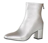 Generico Stivali Donna Estivi Stivali Donna Antiscivolo Comode Stivaletti con Cerniera Eleganti Stivaletto Leggero Robusti Antivento Versatili da Pioggia Autunno Inverno Da D'argento 37