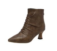 Generico Stivali Donna Invernali Bassi, Tronchetti Donna Vintage Eleganti, Boots Comoda Scarponcini Corti Morbidi Stivaletti Donna Motociclista Classici Neri Stivali Donna