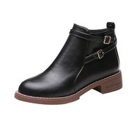 Generico Stivali Donna Invernali Eleganti, Tronchetti Donna Invernali Casual Tacco Basso, Scarponcino Morbidi Scarponcini Impermeabile Neri Stivali Donna Bassi, Stivaletti Donna Motociclista
