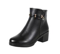 Generico Stivali Donna Invernali Tacco Basso, Tronchetti Donna Comoda Eleganti, Scarponcini Casual Boots Impermeabile Neri Stivali Donna Bassi, Chelsea Boots Donna