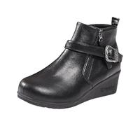 Generico Stivali Donna Inverno Elegante Neve Pioggia Festival con Zeppa Inturino in Fibbia Regolabile Impermeabili Stivali di Gomma,Outdoor Stivaletti da Trekking Caldi Snow Boots