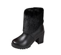 Generico Stivali Donna Inverno Scarpe da Neve Impermeabili Stivaletti Pelliccia Stringate Outdoor Bassi Stivali da Trekking Pelose Caldi Snow Boots per le Giornate Fredde