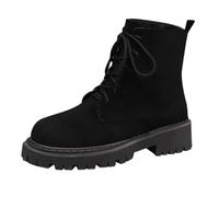 Generico Stivali Donna Inverno Scarpe da Neve Impermeabili Stivaletti Pelliccia Stringate Outdoor Bassi Stivali da Trekking Caldi Snow Boots per le Giornate Fredde