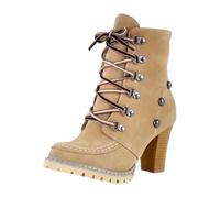 Generico Stivali Donna Inverno Vintage Scarpe da Neve Impermeabili Stivaletti Pelliccia Stringate Outdoor Stivali da Trekking Caldi Snow Boots per le Giornate Fredde