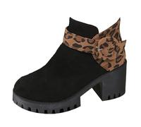 Generico Stivali Eleganti, Tronchetti Invernali Morbidi con Tacco, Stivaletti Corti Vintage Donna Motociclista Casual Elasticizzati Curvy