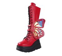 Generico Stivali Estivi Donna Caviglia Stivali Donna Antiscivolo Stivaletti Con Lacci Comodi Eleganti Stivaletto Leggero Antivento Robusti Versatili Pioggia Autunno Inverno Stivaletti Estivi Rosso 41