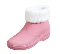 Generico Stivali Gomma Donna Pioggia Colorati Impermeabile, Stivaletti Pioggia Donna Imbottiti Con Pelo Rain Boots Outdoor da Lavoro Stivaletto Donna Invernale Leggere Chelsea Boots Resistenti