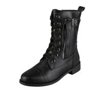 Generico Stivali Invernali Donna Pelle Eleganti Chunky Anfibi Comode con Tacco Stringati Cowboy Ankle Chelsea Boots Stivaletti Morbidi Bassi Calzino Autunnali Suola Antiscivolo per Sicurezza