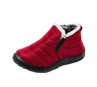 Generico Stivali Neri Lucidi Max Scarpe Universali Calde Snow Short Boots Women Flat Couple Water Caldo Inverno Men Velvet Stivali da Calzature Donna Scarpe da Neve Donna Impermeabili (Red, 42)