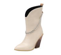 Generico Stivali Primaverili Donna Stivali Donna Antiscivolo Stivaletti Senza Lacci Comodi Eleganti Stivaletto Leggero Antivento Robusti Versatili Pioggia Stivaletti Estivi Con Tacco Beige 40