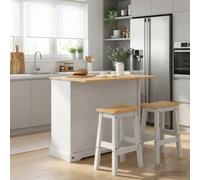 Generico Stoccaggio in Cucina 2 PCS Bianco e Cera di Miele Pino Massello,Carrelli e Isole,Isole per cucina-3425403