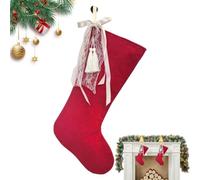 Generico Stockings Red Mantel Socks Decoration with White Bow Christmas