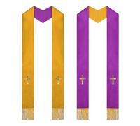 Generico Stola Liturgica - Stola Liturgica Per Pastore, Sciarpa Clericale Reversibile Double Face | Con Nappe Per La Cresima Del Funerale Di Nozze - Forniture Per La Chiesa Unisex Per Adulti