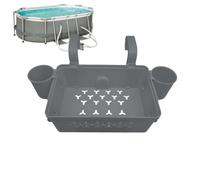 Generico Storage Basket Tray, Thickened Mesh Organizer, 2 Adjustable Cup Holders, 47.5x30x13cm, Heavy-Duty Poolside for Swim Toys Drinks Towels Accessories, Outdoor Pool Patio Use Solution Designed