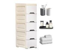 Generico Storage Cabinet, Standing Organizer with Casters, Vertical Shelving Unit, Slim Design with Large Capacity, Ideal for Bathroom, Hotel, Living Room and Rental Apartments