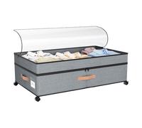 Generico Storage For Under Bed - 72L Organizer With Wheels Lid | Steel Frame Under Bed Rolling Storage Container | For Shoe Clothes Sheet Fabric Toy Blanket Bedding Home Bedroom Living Room Apartment