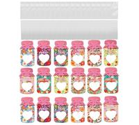 Generico Storage Postcard with Treat Bags - 18 Pieces Candy Holder Card | Hollow Heart Pattern Jar Shape Mother Day Exchange Greeting Card for Holiday Party Appreciation