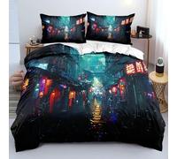 Generico Strada Set di Biancheria da Letto Orrore Copripiumino Matrimoniale 200x200 Cm, Biancheria da Letto Stampata in 3D, Set Copripiumino in Microfibra e 2 Federe 50x70 Cm con Cerniera