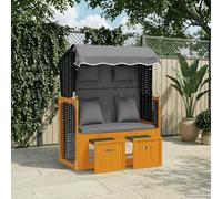 Generico Strandkorb con Cuscino Polyrattan Legno Massello Nero Antracite,Mobili da Giardino,Mobili e sedie da Giardino,Sdraio da giardino-318667