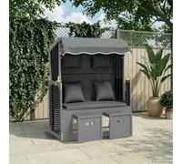Generico Strandkorb Cuscini Polyrattan e Legno Massello Antracite e Nero,Mobili da Giardino,Mobili e sedie da Giardino,Sdraio da giardino-318662