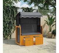 Generico Strandkorb e Tettoria Polyrattan Legno Massello Nero Antracite,Mobili da Giardino,Mobili e sedie da Giardino,Sdraio da giardino-318658