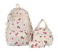Generico Strawberry Backpack Set, 3-Piece with Tote Bag & Pencil Case | Holds a Laptop for School, Travel & Daily Use, Ideal for Primary, Secondary & College Students