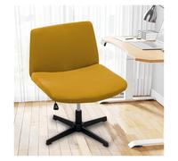 Generico Stretch Armless Chair Slipcover with Design, Elastic Mid-Back Accent Chair Protector for Home Office, Bedroom, Study Soft Removable Fabric(Dark yellow)