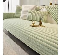 Generico Striped Thickened Faux Rabbit Plush Sofa Cover,Winter Warm Soft Cozy Sectional Couch Cover,Washable Non-Slip Solid Color Furniture Protector Blankets for Bed,Bedroom,Office,Living Room