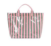 Generico Striped Tote Handbag - Waterproof Glossy Pool Bag for Travel Use | PVC Coated Fabric Large Capacity Carryall with Zipper Closure, Lightweight Shoulder Tote for Summer Beach Gym Shopping Bag