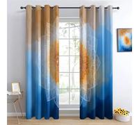 Generico Striscia Acquerello Fiori Mandala Tende oscuranti termoisolanti opache alla luce, Sogno Stile Tende oscuranti con occhielli per camera da letto e soggiorno 140L x 245A cm (2 Pannelli)