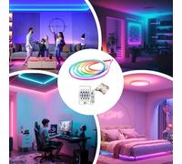 Generico Striscia LED Smart,Decorazione Interna Con Cambio Colore - Luci Al Neon Con Controllo App - per Ambienti Interni, Stanza, Home Theater, Sotto, Cucina, Camera da, Salotto, Area Studio,