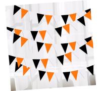 Generico Striscione Triangolare di Halloween Arancione Bianco e Nero Decorazioni per Feste Bandierine da Appendere per Pareti Finestre e Recinzioni Decorazione Tessuto per Eventi a