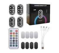 Generico Stroboscopiche Per Auto - 8x4,2 Cm ABS 4 Pezzi | Luce Stroboscopica A LED | Flash Impermeabili | Spia Luminosa Per Motocicletta Per, Telecomando Senza Fili, 8 Colori, Per La Decorazione