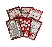 Generico Strofinacci Calendario Anno 2026 con Motivi Tirolesi e Shabby, Set di 6, Prodotto in Italia