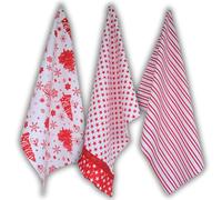 Generico Strofinacci da Cucina Natalizi 100% Cotone - Set 3 Pezzi, Canovacci Rettangolari 50x70 cm, Asciugapiatti Tema Natale, Panni Cucina Decorativi Lavabili (Bianco_Mix)