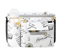Generico Stroller Caddy, Stroller Organizer Bag, Waterproof Storage, Transparent Touch Control Pocket, Secure Strap Design, Black/Gray, Ideal for Baby Car Travel, Moms, Kids