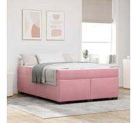 Generico Struttura del Letto con Materasso Rosa 140 x 200 cm Tessuto,Rosa,74.02kg,3399295