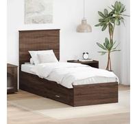 Generico Struttura del Letto Rovere Marrone e Argento 75 x 190 cm,Marrone,45.68kg,3411374