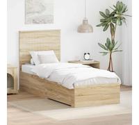 Generico Struttura del Letto Rovere Sonoma e Argento 75 x 190 cm,Marrone,45.68kg,3411370