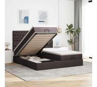 Generico Struttura Letto Pouf con Materassi 200x200 cm in Tessuto,Marrone,142.56kg,3314572