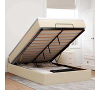 Generico Struttura Letto Pouf con Materasso Crema 120x190 cm in Tessuto,Crema,71.15kg,3311097