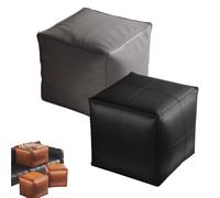 Generico Stuffable Cushion Bag, 2025 New Unstuffed Pouf Ottomans, 17 inch Floor Footrest Cushion Storage Solution for Living Rooms Bedrooms, Cube Decorative Footrest Storage Bag (Black+Gray,L)