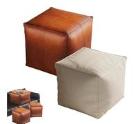 Generico Stuffable Cushion Bag, 2025 New Unstuffed Pouf Ottomans, 17 inch Floor Footrest Cushion Storage Solution for Living Rooms Bedrooms, Cube Decorative Footrest Storage Bag (Brown+Beige,S)