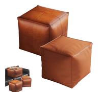Generico Stuffable Cushion Bag, 2025 New Unstuffed Pouf Ottomans, 17 inch Floor Footrest Cushion Storage Solution for Living Rooms Bedrooms, Cube Decorative Footrest Storage Bag (Brown+Orange,S)